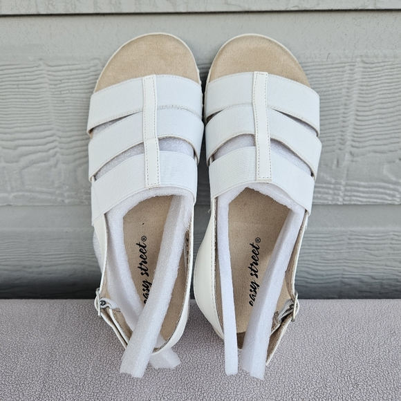 Easy Street Magge Sandals Women SZ 8 White Comfort Slingback Buckle Boho - Picture 8 of 11